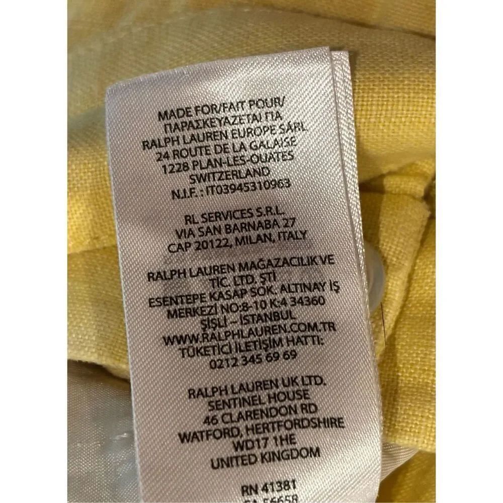 Polo Ralph Lauren Belted Linen Pleated Short in Yellow Blue Label Size 6 - Picture 7 of 8